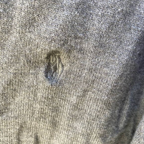 Men's Polo Ralph Lauren Sweatshirt Gray Pony XL V-Neck Cotton Preppy Dad Classic - Picture 3 of 12